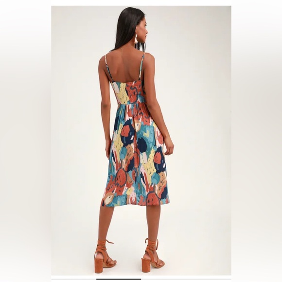 Rolla’s Eve Painted Tulip Midi Multicolor Sleeveless Dress Size Medium - Picture 2 of 11